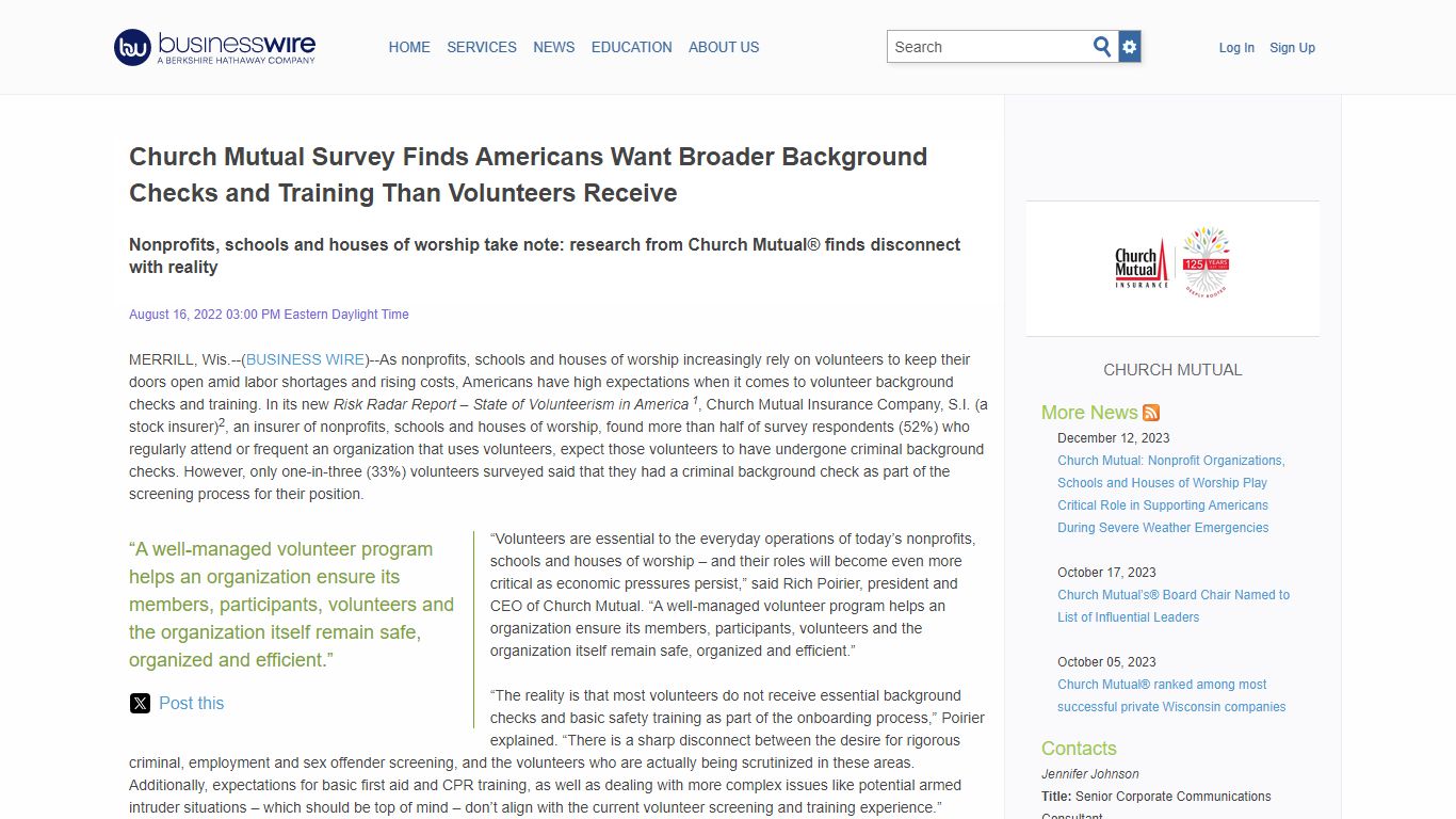 Church Mutual Survey Finds Americans Want Broader Background Checks and ...